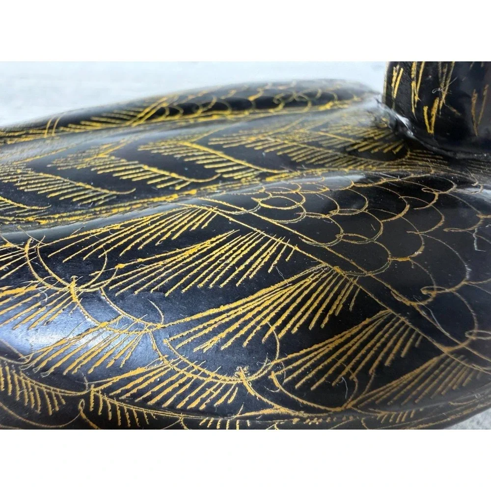 Vtg Duck Etched Lacquerware Trinket Box Container Hand Painted Thailand 5